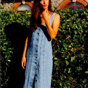 Zara Blue Denim Midi Dress